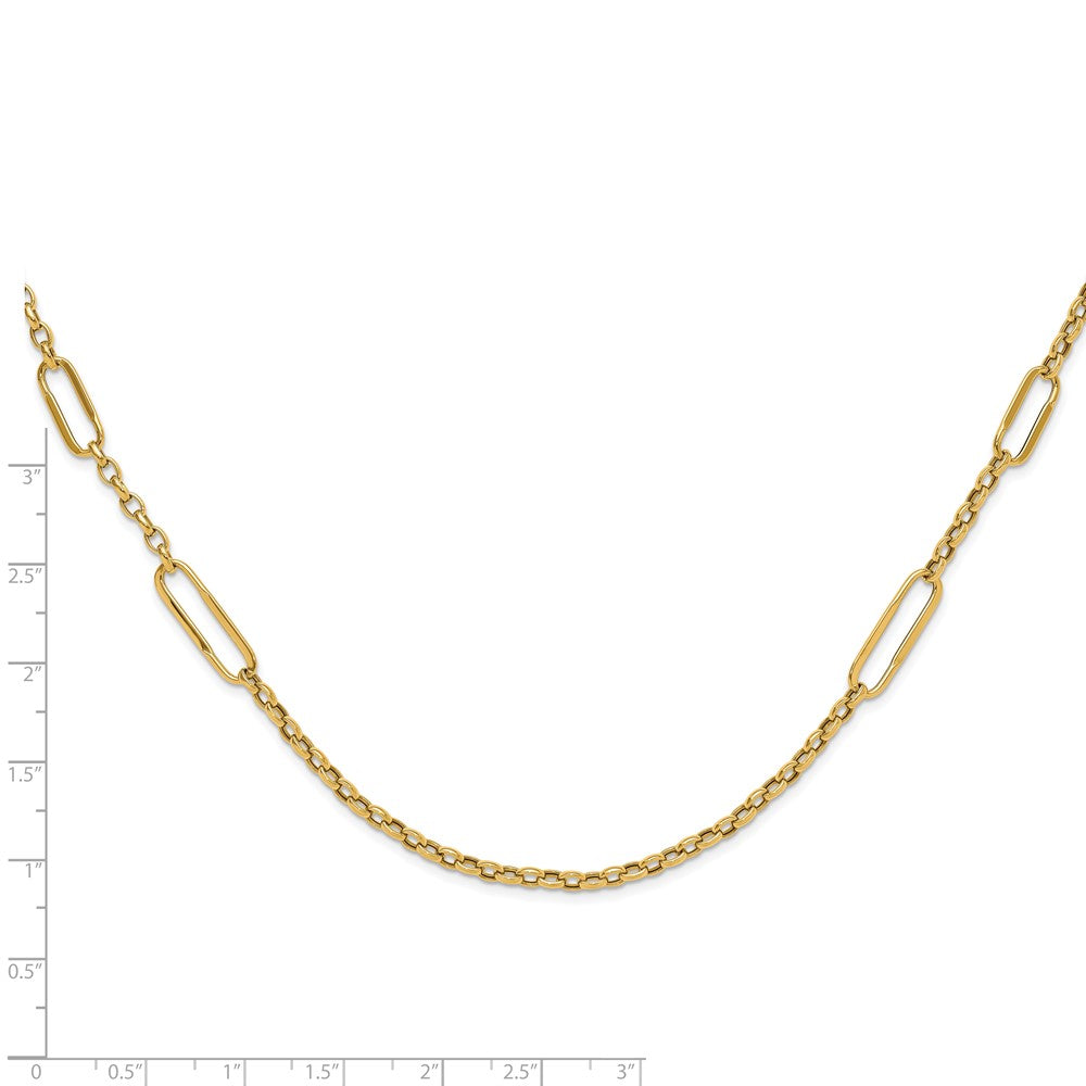 14K Yellow Gold Polished Fancy Link Chain Necklace