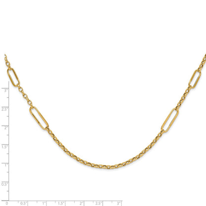 14K Yellow Gold Polished Fancy Link Chain Necklace