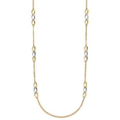 14K Two-Tone Polished W/ .25 In Ext. Fancy Link Necklace