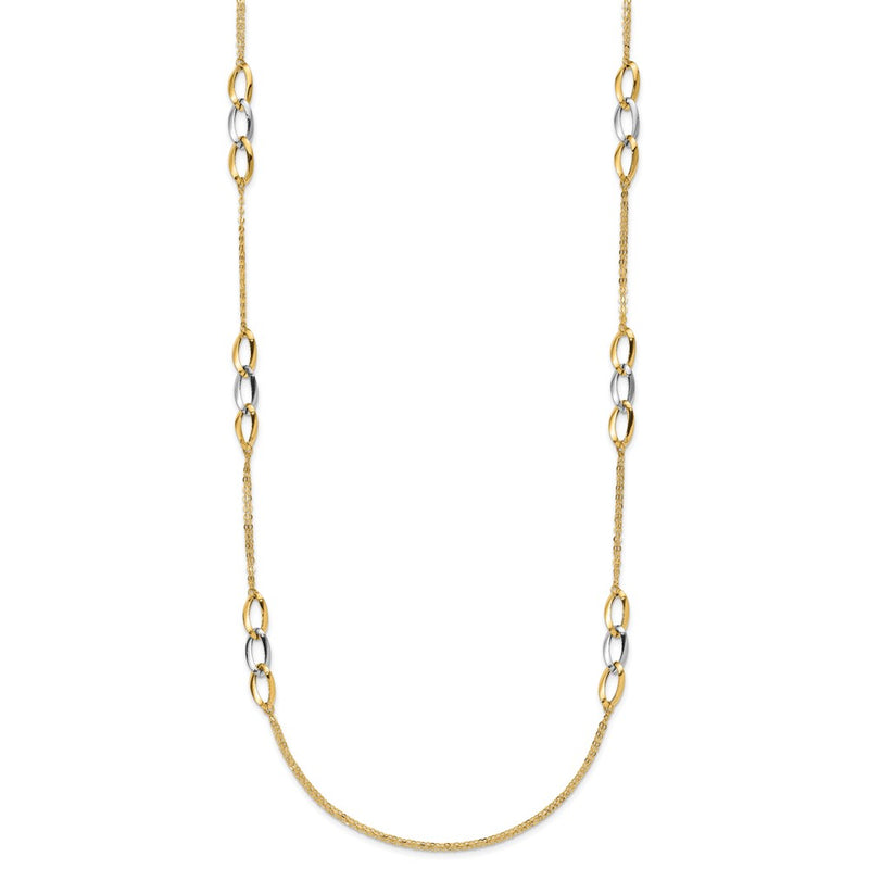 14K Two-Tone Polished W/ .25 In Ext. Fancy Link Necklace