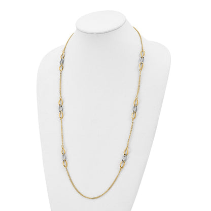 14K Two-Tone Polished W/ .25 In Ext. Fancy Link Necklace