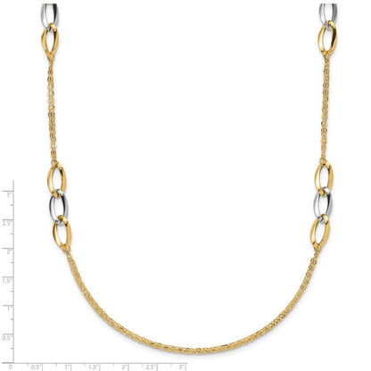 14K Two-Tone Polished W/ .25 In Ext. Fancy Link Necklace