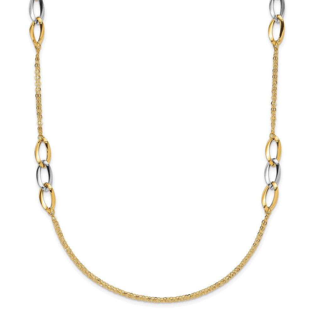 14K Two-Tone Polished W/ .25 In Ext. Fancy Link Necklace