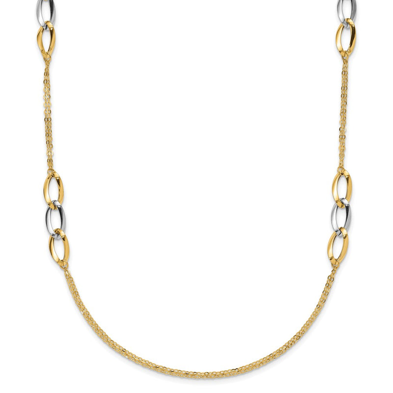 14K Two-Tone Polished W/ .25 In Ext. Fancy Link Necklace