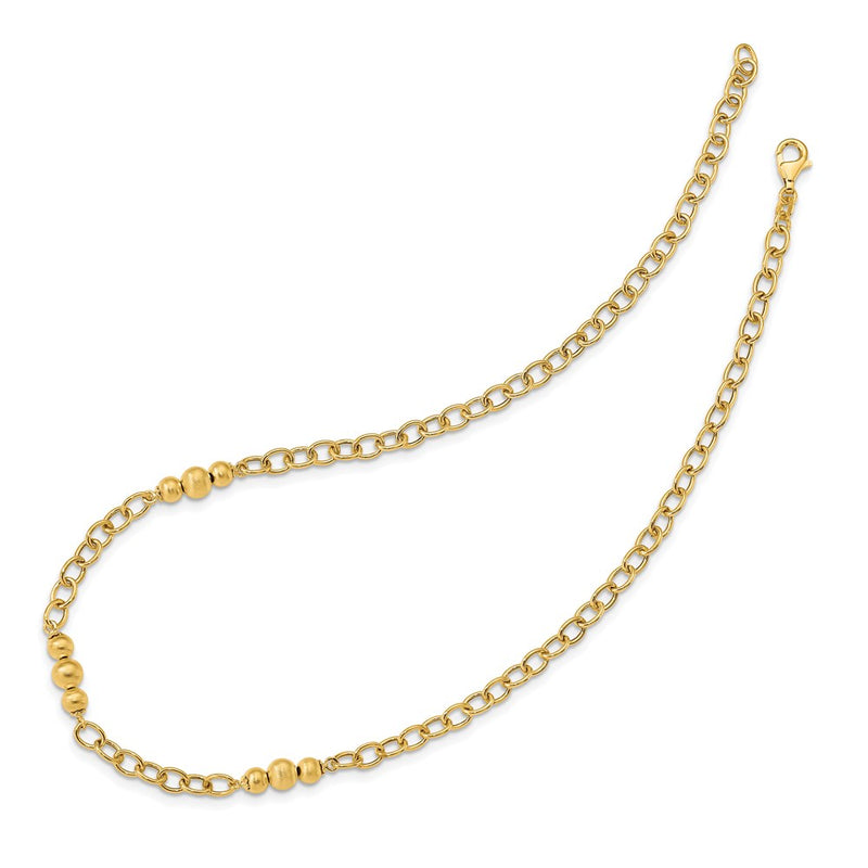 14K Yellow Gold Brushed & Polished Fancy Link Necklace