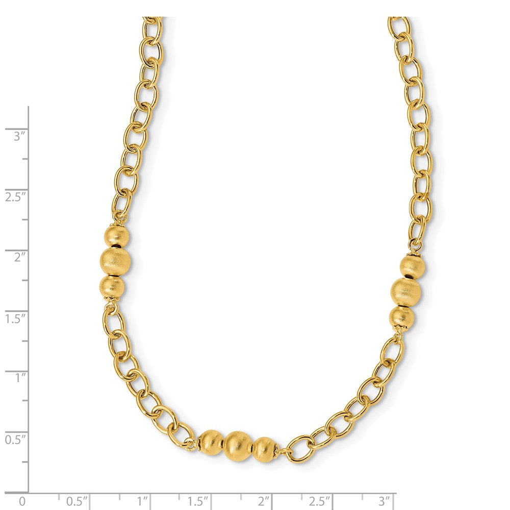 14K Yellow Gold Brushed & Polished Fancy Link Necklace