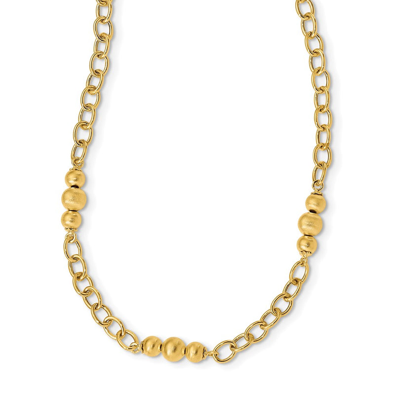 14K Yellow Gold Brushed & Polished Fancy Link Necklace