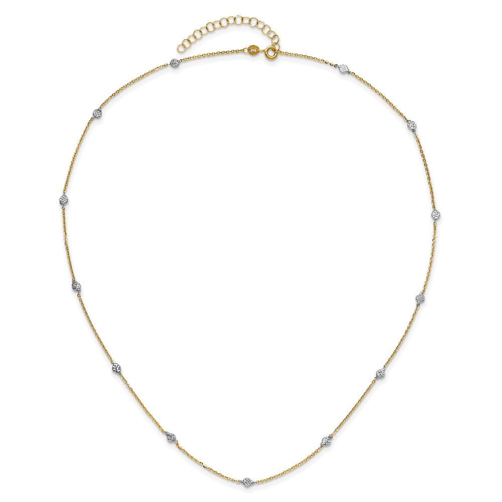 14K Yellow & Rhodium White Polished D/C W/2 In Ext Necklace