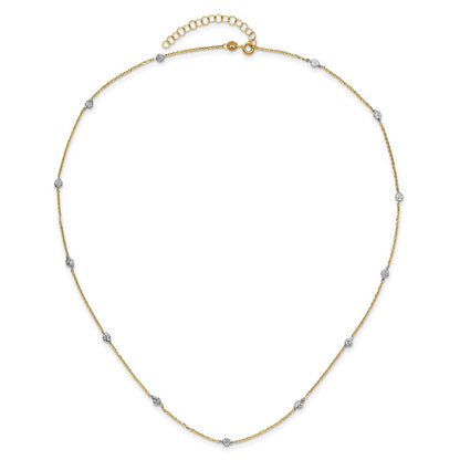 14K Yellow & Rhodium White Polished D/C W/2 In Ext Necklace