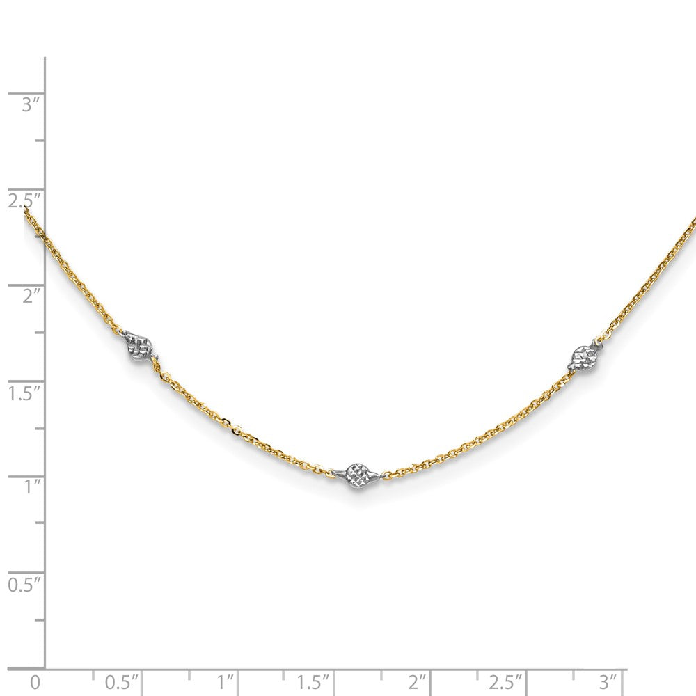 14K Yellow & Rhodium White Polished D/C W/2 In Ext Necklace