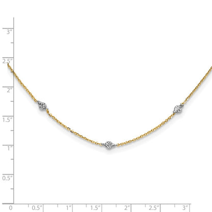 14K Yellow & Rhodium White Polished D/C W/2 In Ext Necklace