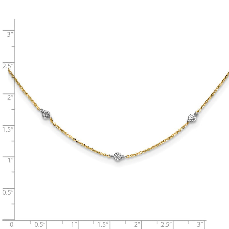14K Yellow & Rhodium White Polished D/C W/2 In Ext Necklace