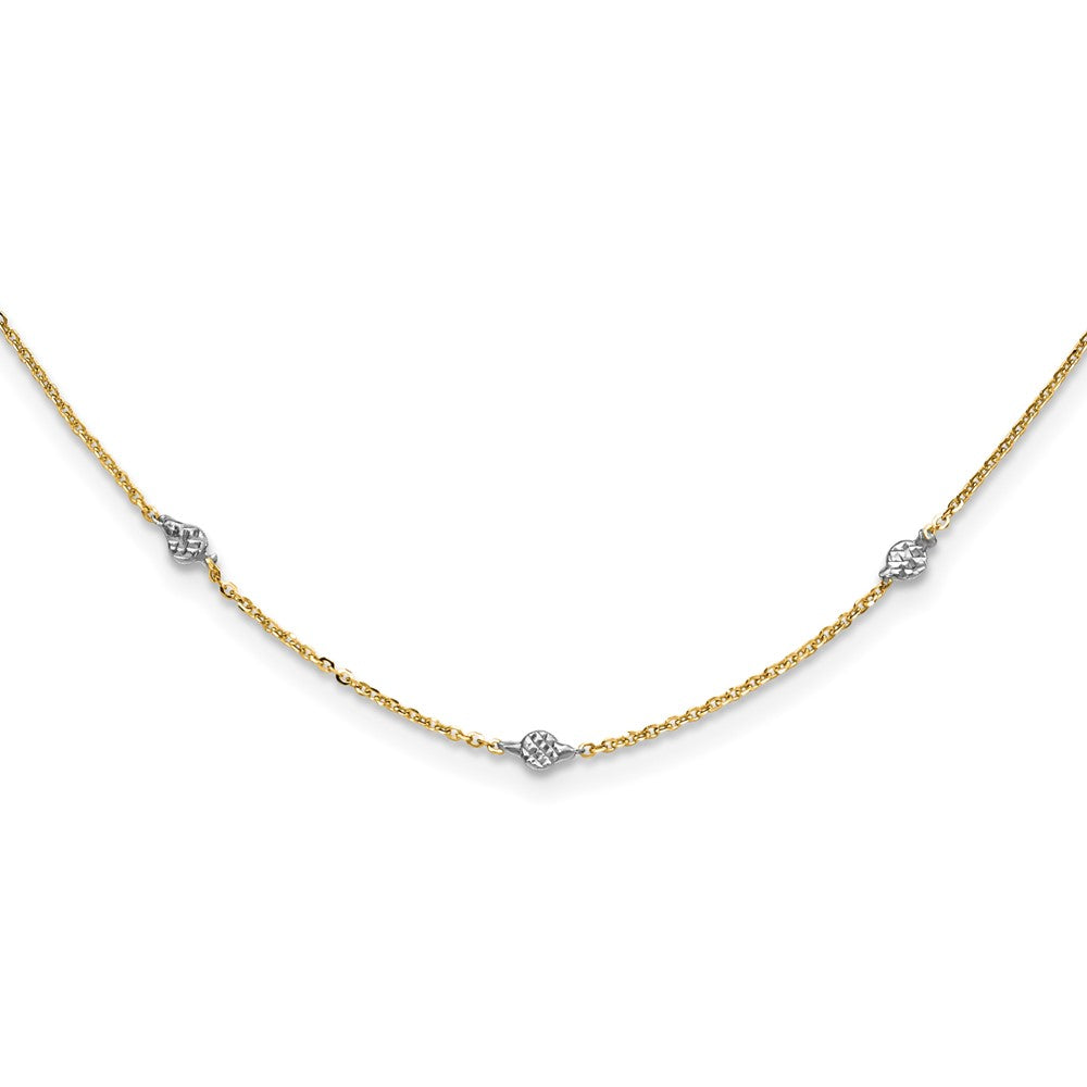 14K Yellow & Rhodium White Polished D/C W/2 In Ext Necklace