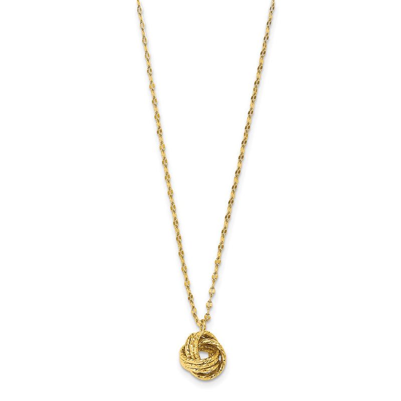 14K Yellow Gold Diamond-Cut Love Knot Necklace
