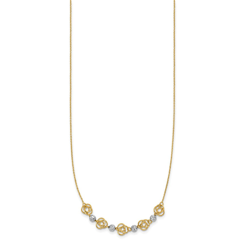 14K Two-Tone Diamond-Cut Beads & Knots Necklace