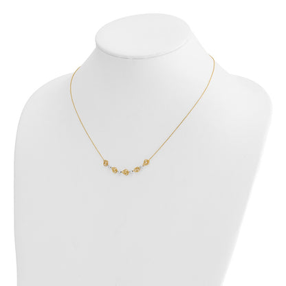 14K Two-Tone Diamond-Cut Beads & Knots Necklace