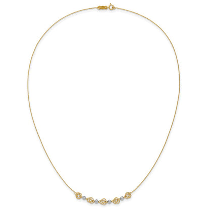 14K Two-Tone Diamond-Cut Beads & Knots Necklace