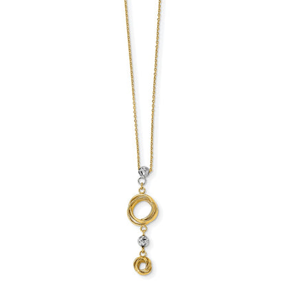 14K Two-Tone Diamond-Cut Beads & Love Knots Necklace