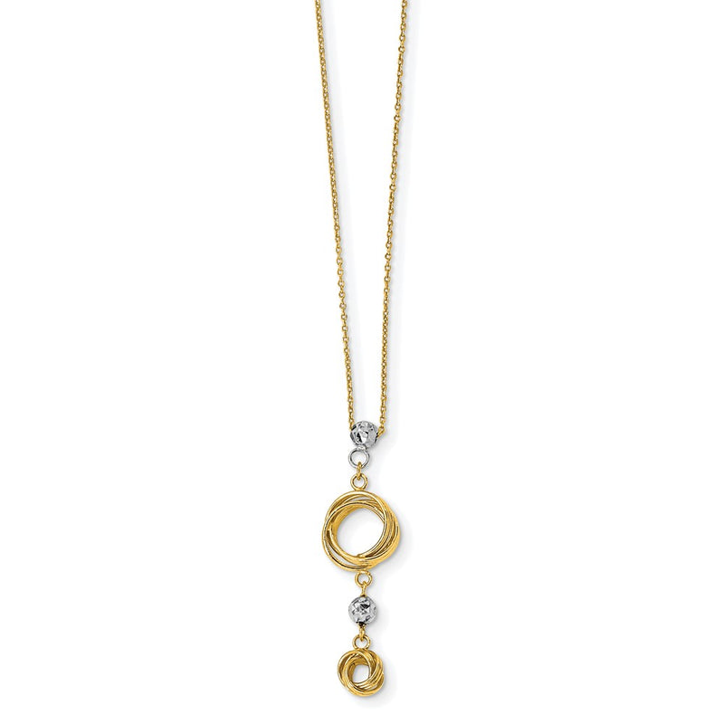 14K Two-Tone Diamond-Cut Beads & Love Knots Necklace