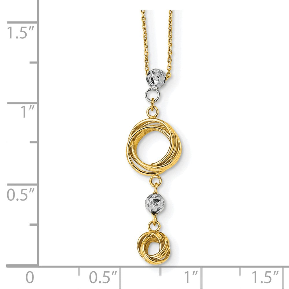14K Two-Tone Diamond-Cut Beads & Love Knots Necklace