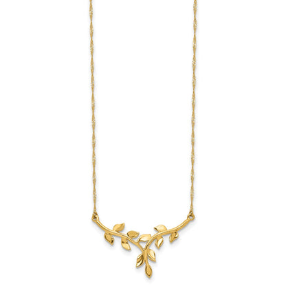 14K Yellow Gold Polished Leaf Necklace
