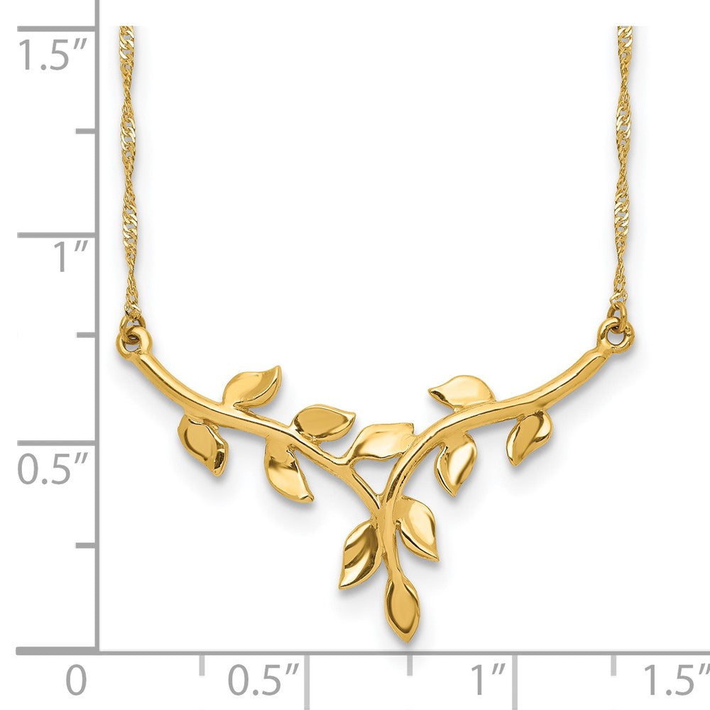 14K Yellow Gold Polished Leaf Necklace