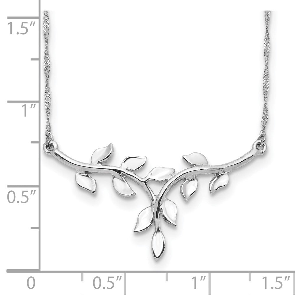 14K White Gold Polished Leaf Necklace