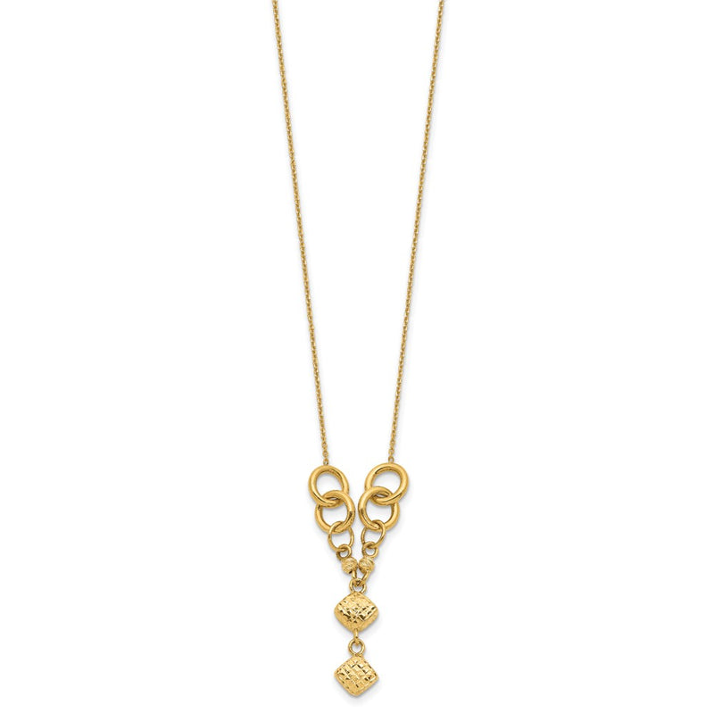 14K Yellow Gold Polished & D/C W/2 In Ext Necklace