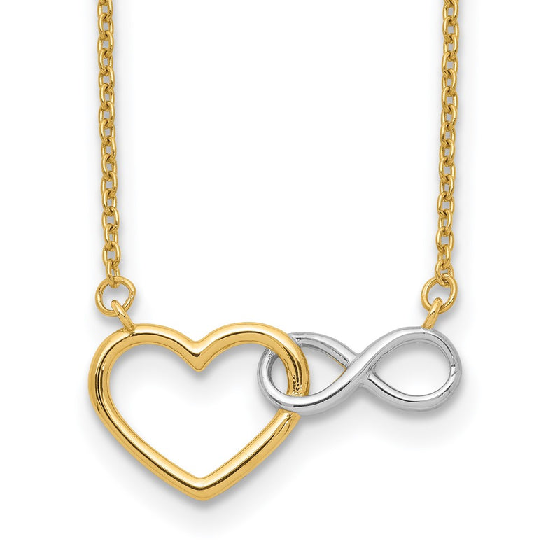 14K Yellow & Rhodium 14Ky White Heart With Infinity Symbol Necklace