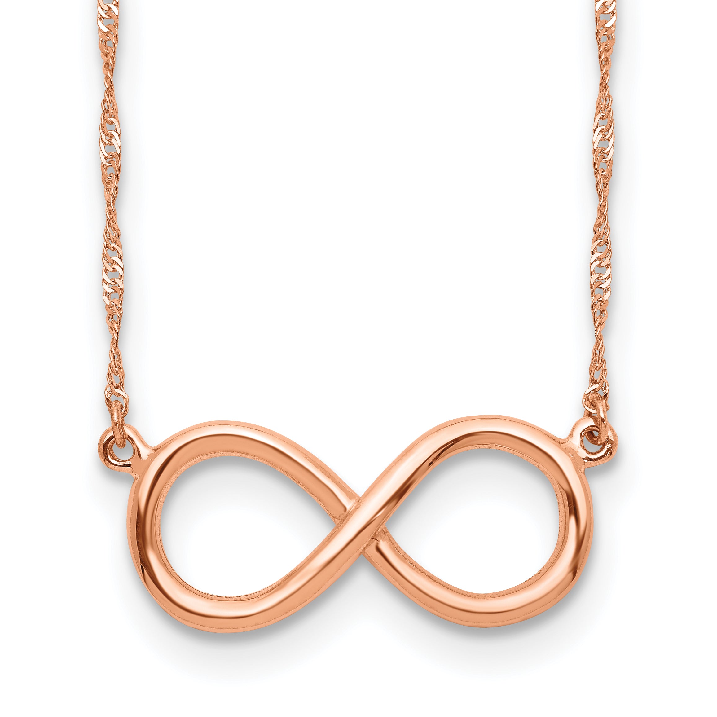 14K Rose Gold Polished Infinity Necklace