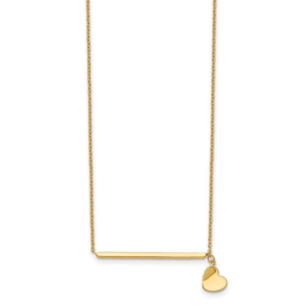 14K Yellow Gold Polished Heart W/ 2In Ext. Necklace
