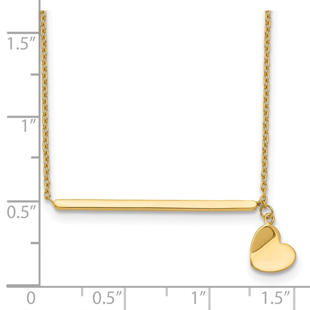 14K Yellow Gold Polished Heart W/ 2In Ext. Necklace