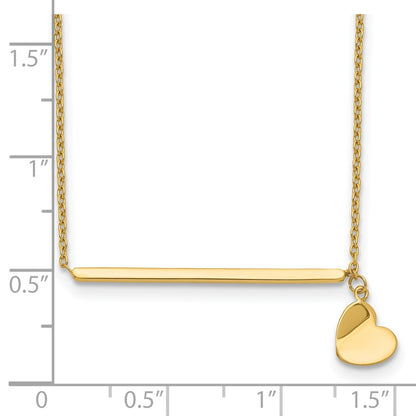 14K Yellow Gold Polished Heart W/ 2In Ext. Necklace
