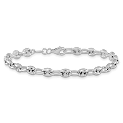 14K White Gold Polished Link Chain Bracelet