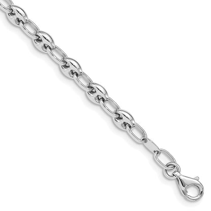 14K White Gold Polished Link Chain Bracelet