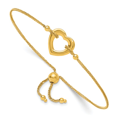 14K Yellow Gold Heart Adjustable Bracelet