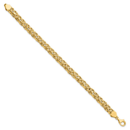 8 Inch 14K Polished Fancy Byzantine Link Bracelet