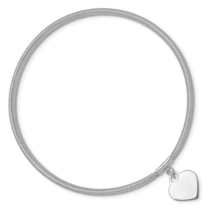14K Yellow & Rhodium with White Rhodium Plating Heart Stretch Mesh Bracelet