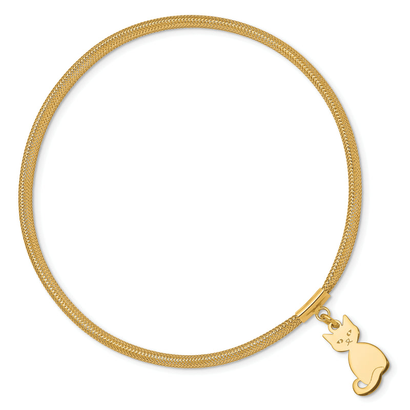 14K Yellow Gold Cat Stretch Mesh Bracelet