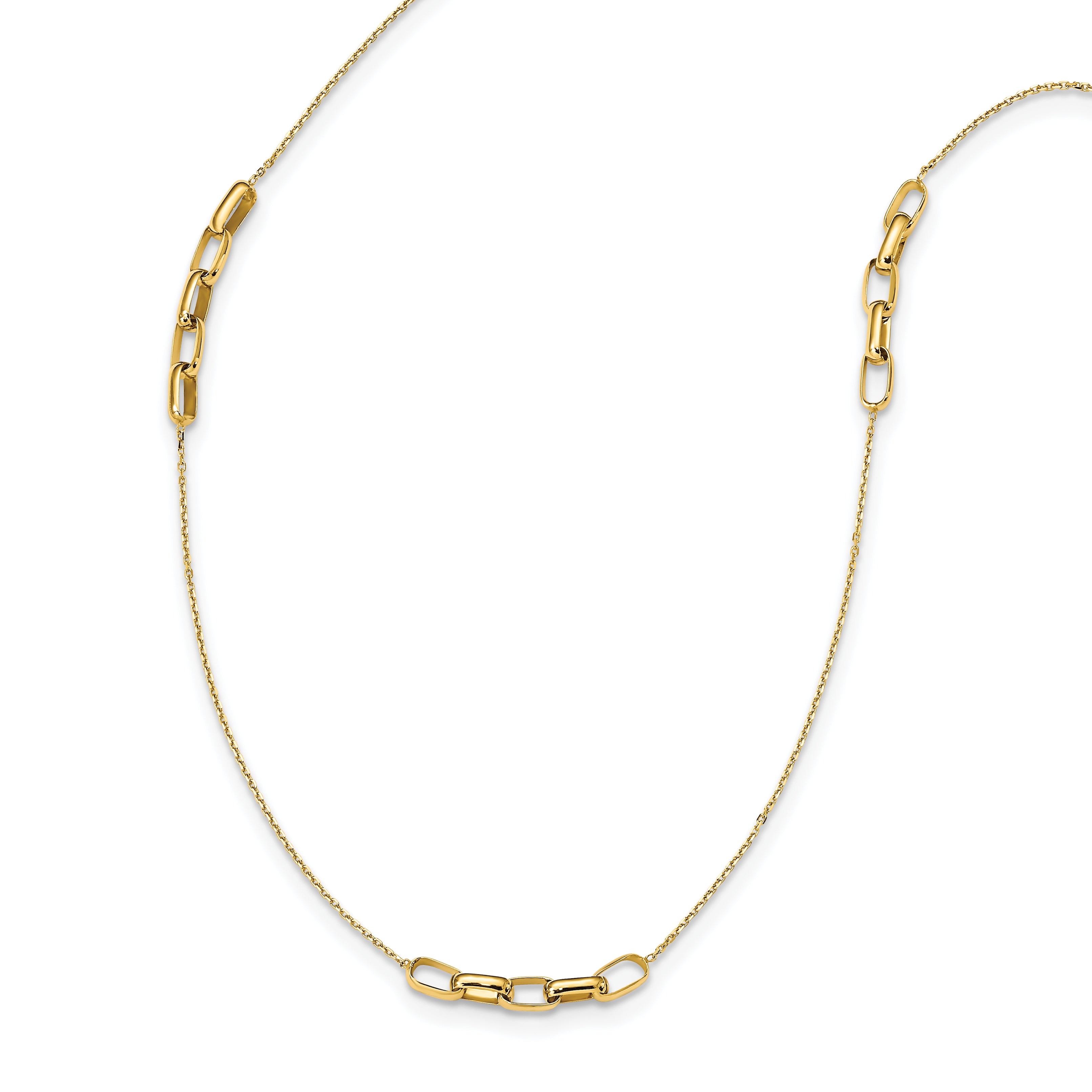 14K Yellow Gold Polished Fancy Link Necklace