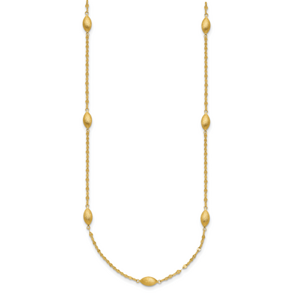14K Yellow Gold Diamond-Cut W/Satin Oval Beads Necklace