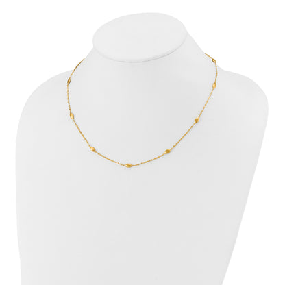 14K Yellow Gold Diamond-Cut W/Satin Oval Beads Necklace
