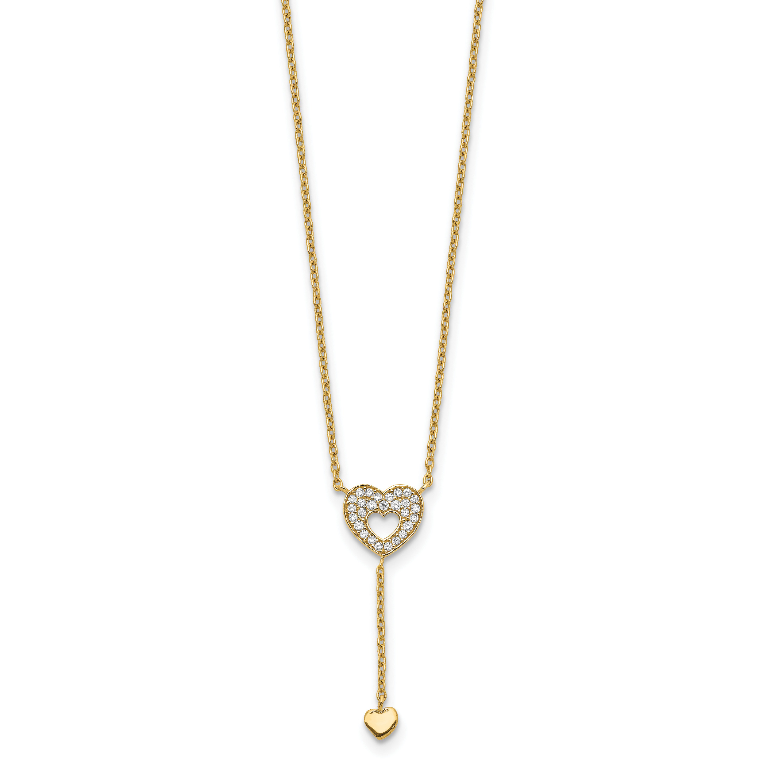 14K Yellow Gold Heart With Czs Necklace