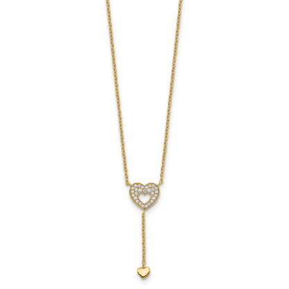14K Yellow Gold Heart With Czs Necklace