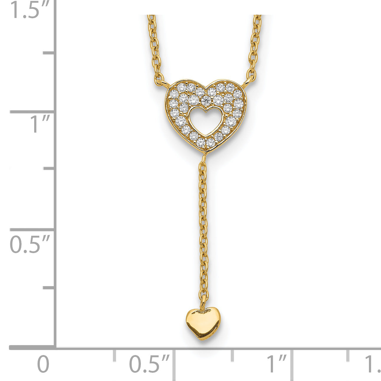 14K Yellow Gold Heart With Czs Necklace
