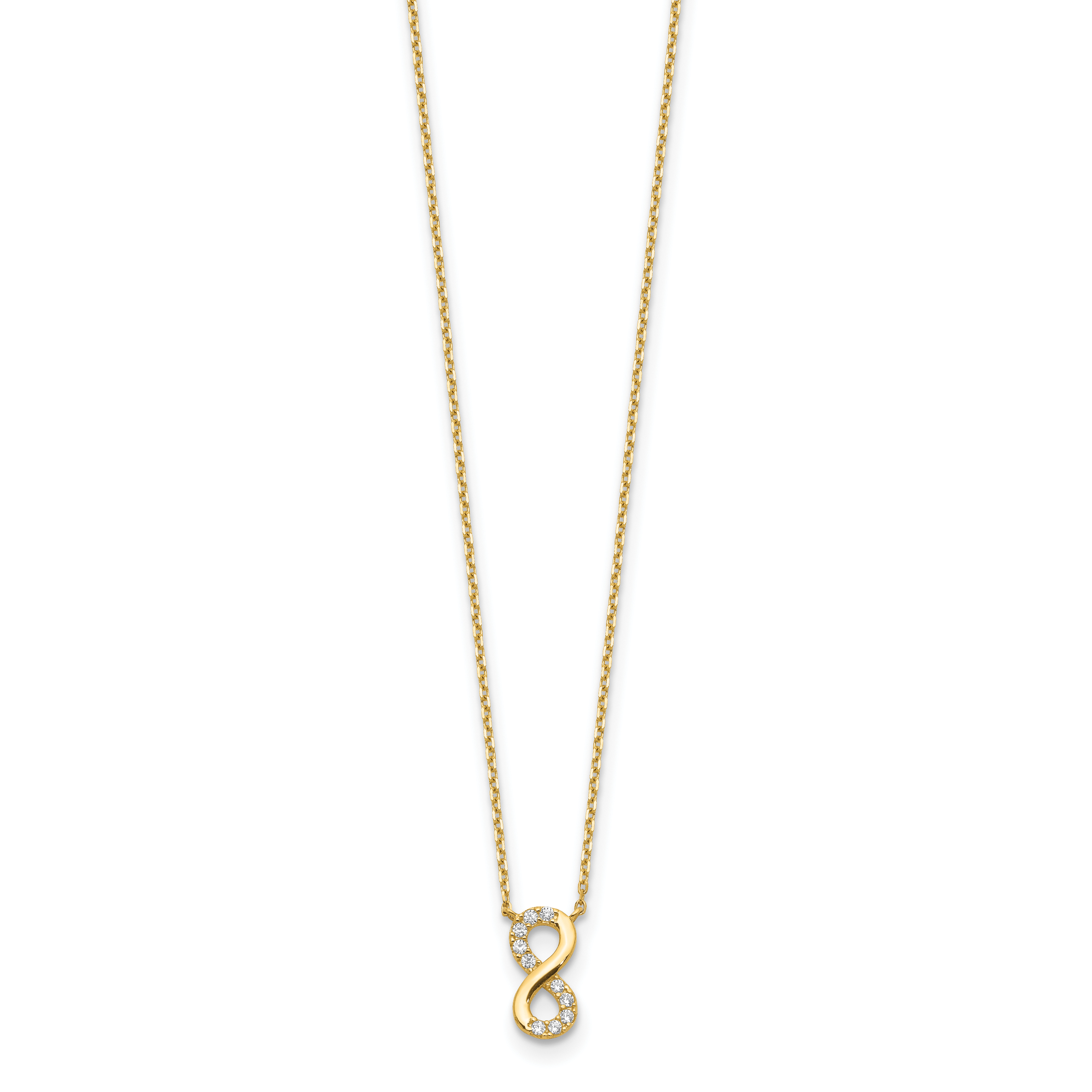 14K Yellow Gold Infinity Symbol Cz With 2In Ext Necklace