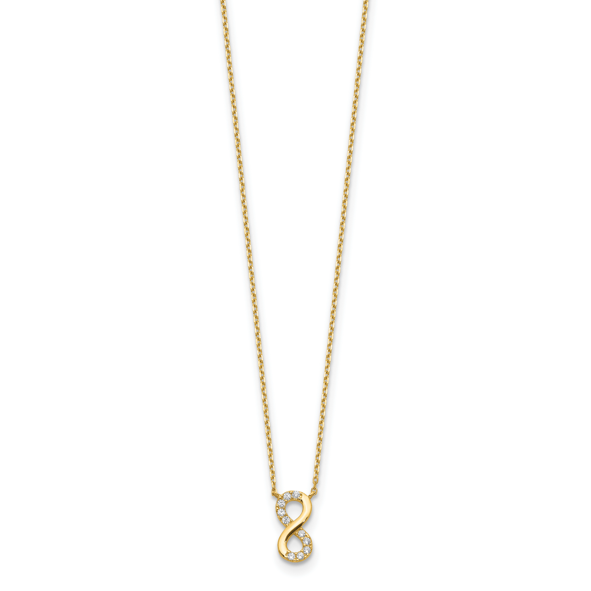 14K Yellow Gold Infinity Symbol Cz With 2In Ext Necklace