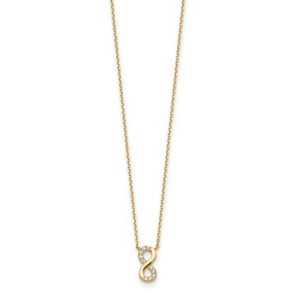14K Yellow Gold Infinity Symbol Cz With 2In Ext Necklace