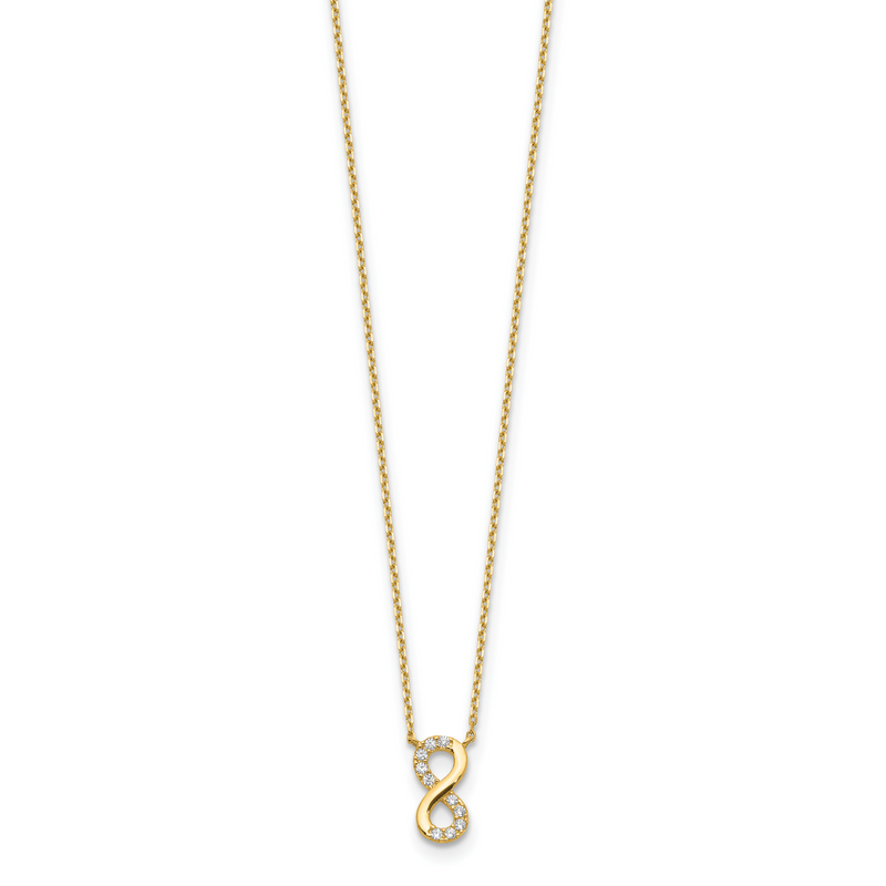 14K Yellow Gold Infinity Symbol Cz With 2In Ext Necklace
