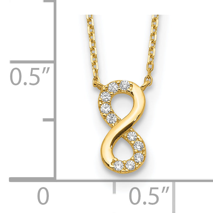 14K Yellow Gold Infinity Symbol Cz With 2In Ext Necklace